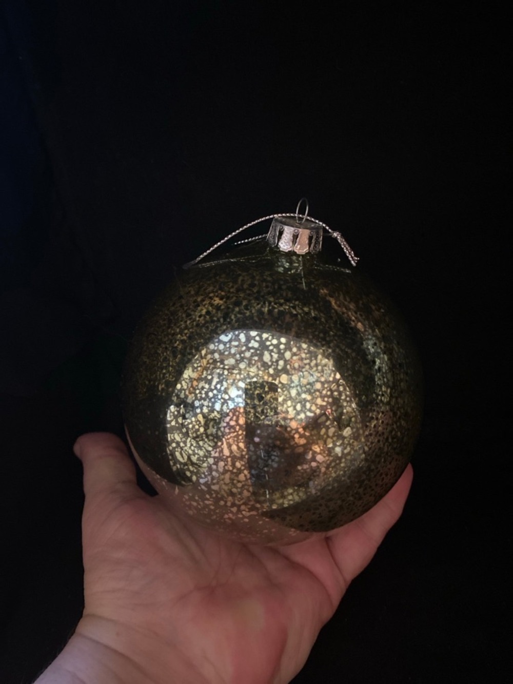 Vintage Ameri-Christmas XL Mercury / Silvered Blown Glass Bauble Ball Ornament